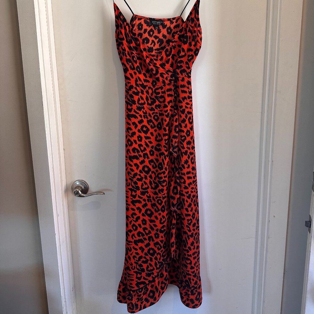 Topshop Red Leopard Dress